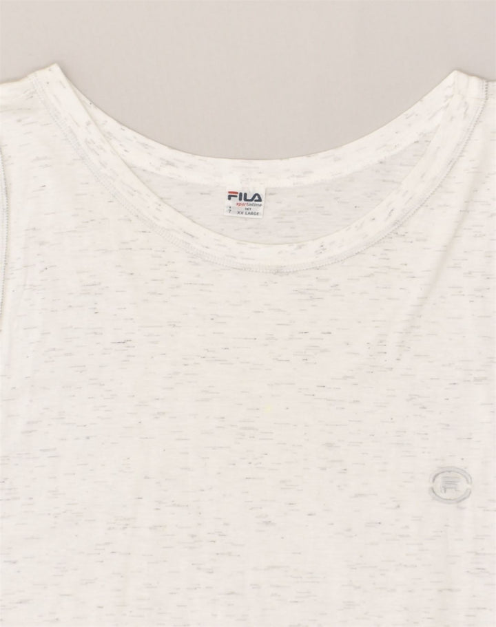 FILA Womens Vest Top UK 20 2XL White Flecked Cotton | Vintage Fila | Thrift | Second-Hand Fila | Used Clothing | Messina Hembry 