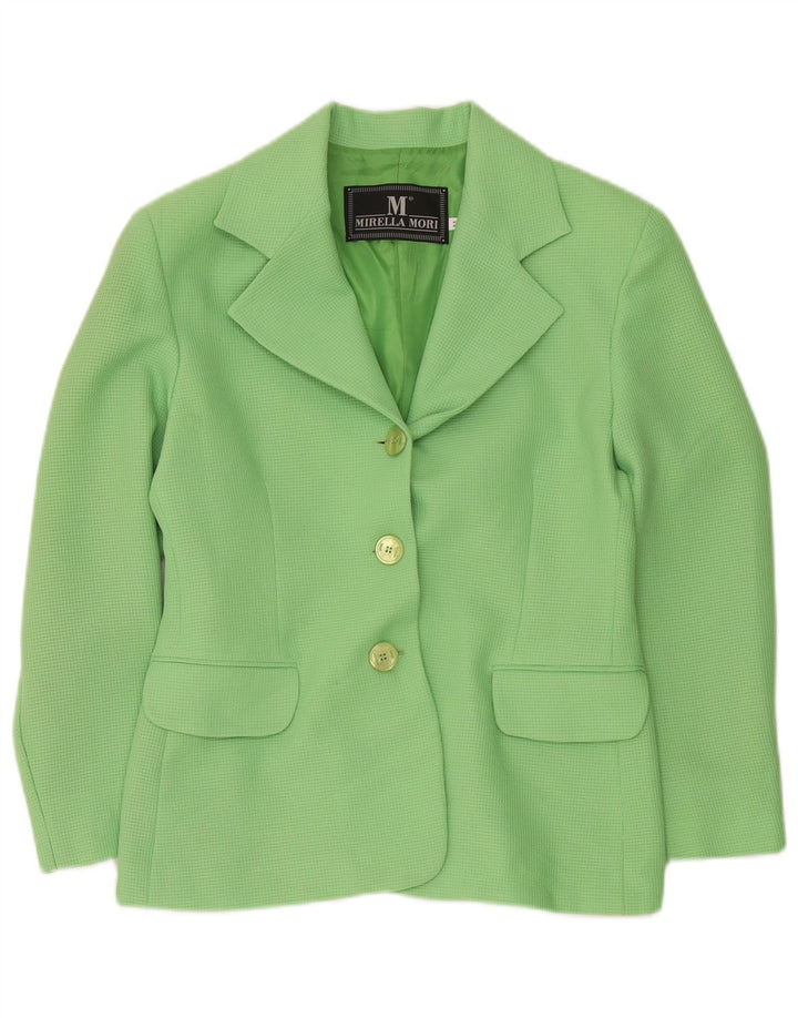 Mirella Mori Dame 3 Button Blazer Jacket UK 14 Medium Green Bomuld