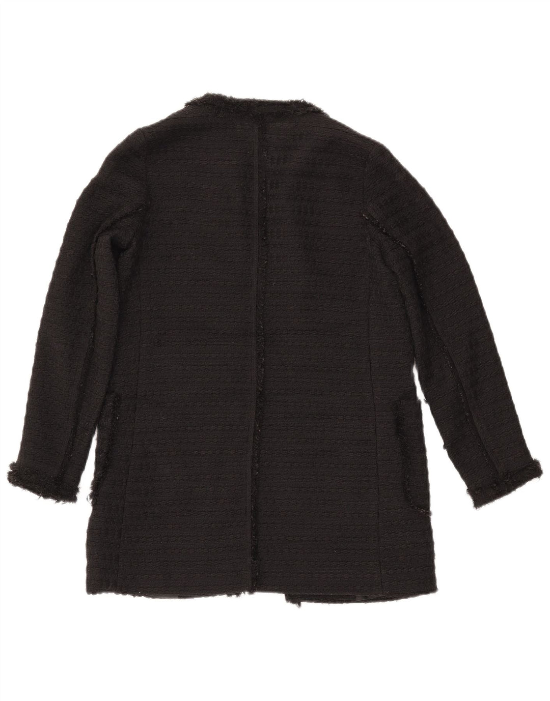 ZARA Womens Longline Open Blazer Jacket UK 10 Small Black Polyester