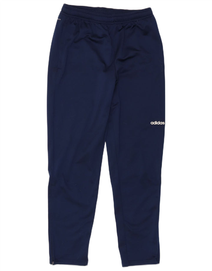 Adidas Boys Climalite Tracksuit Trousers 13-14 Years Navy Blue Polyester