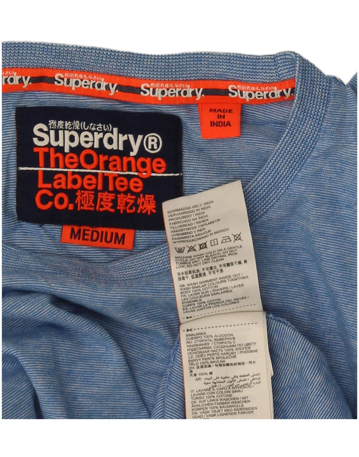 Superdry Mens Top Long Sleeve Medium Blue Flecked Cotton