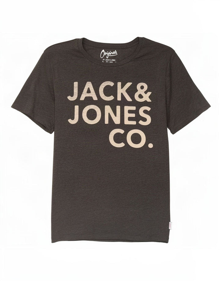 Jack & Jones Mens Graphic T-Shirt Top Large Grey Cotton