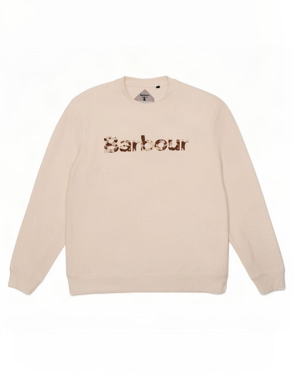 Felpa grafica da uomo Barbour, maglione, cotone bianco medio
