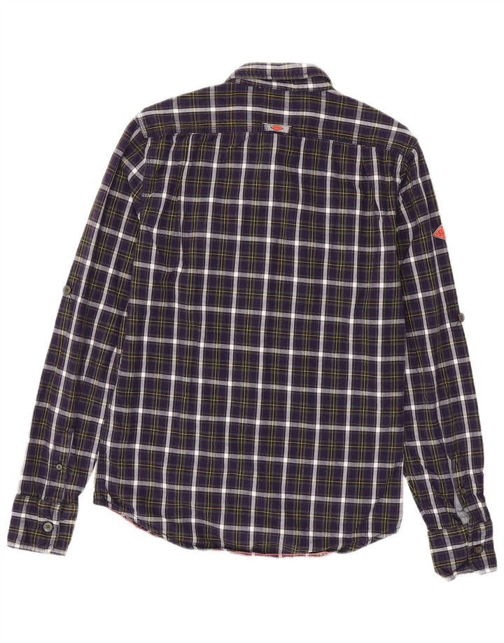 SUPERDRY Flanellskjorte til mænd Lille lilla ternet bomuld