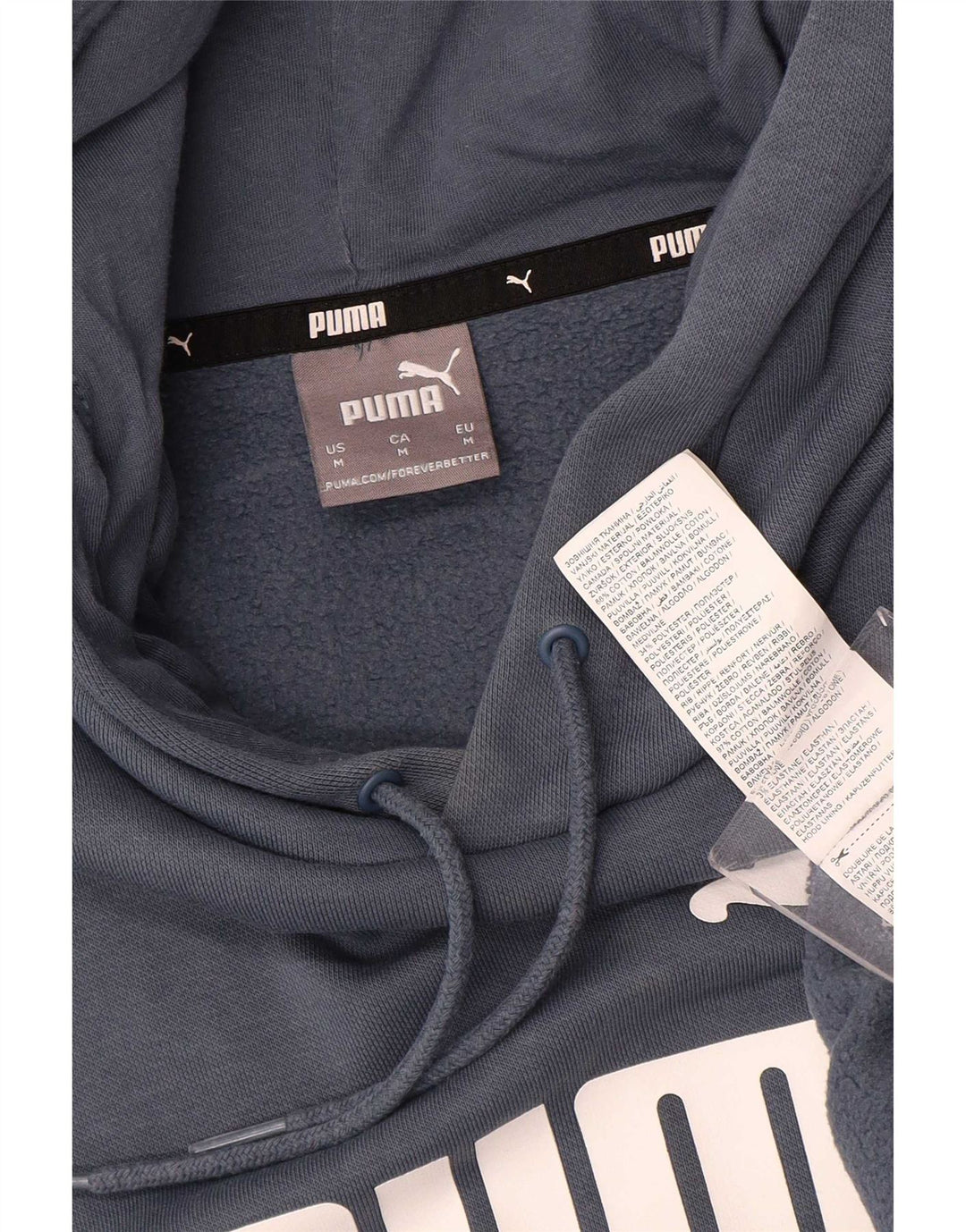 Puma Mens Graphic Hoodie Jumper Medium Blue Cotton