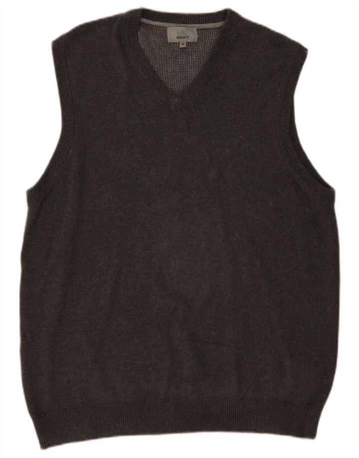 Marks & Spencer Herren-Tanktop mit normaler Passform, mittelgraue Baumwolle
