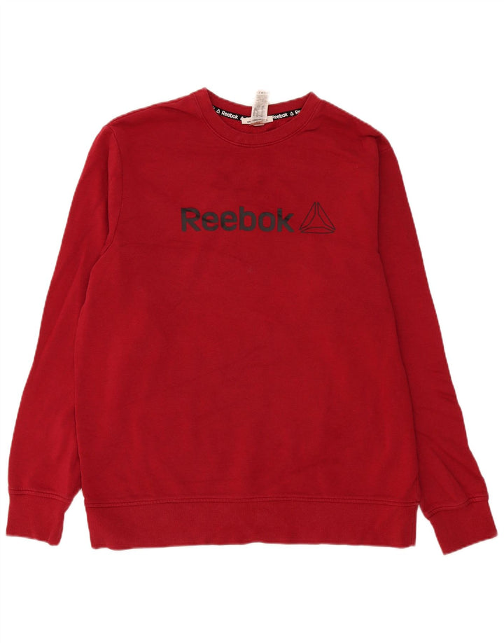Reebok Mens Graphic Sweatshirt Jumper Large Burgundy Cotton