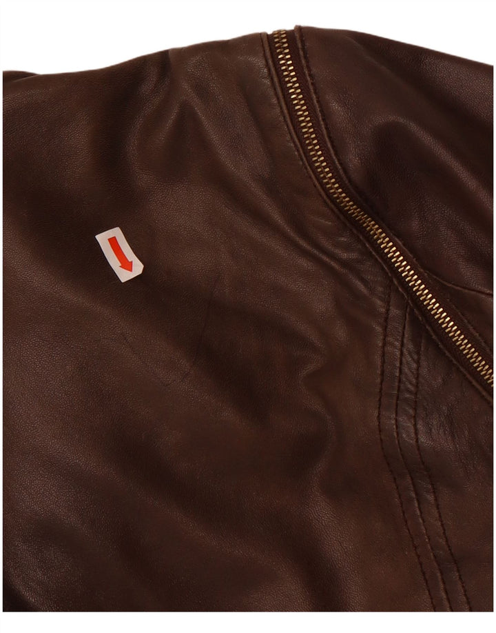 Ted Baker Damen-Lederjacke, Größe 2, kleines braunes Leder