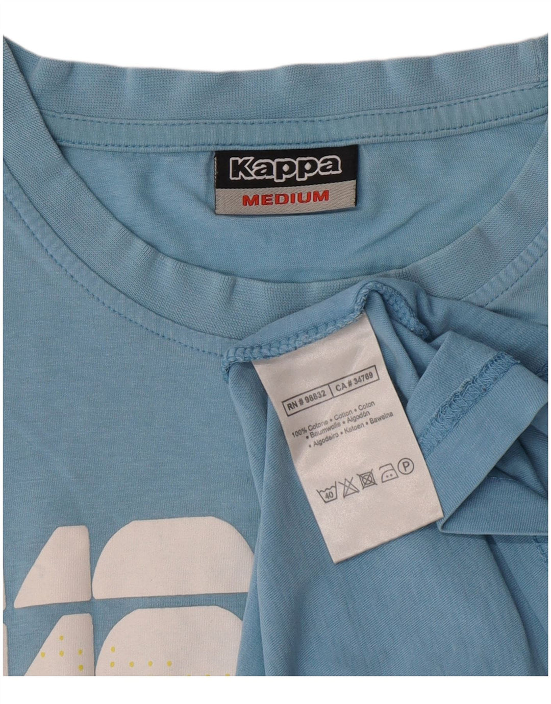 Kappa Mens Graphic T-Shirt Top Medium Blue Cotton