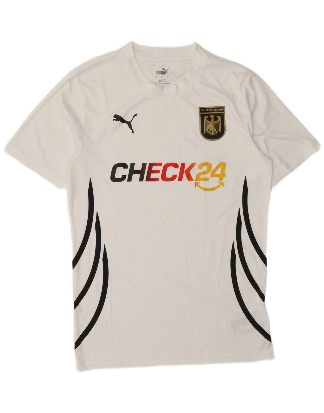 Puma Mens Deutshland Graphic T-Shirt Top Small White Striped Polyester
