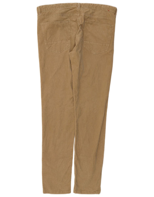 Benetton Pantalon Slim En Velours Côtelé Pour Homme IT 54 2XL W38 L33 Beige Coton