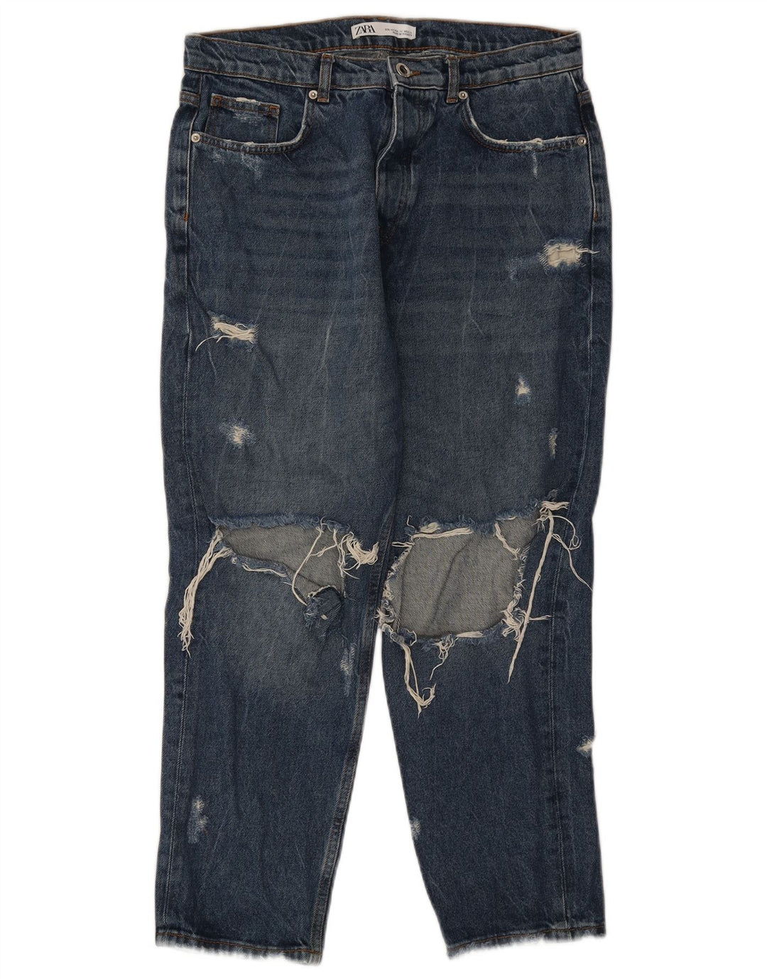 Jeans corti effetto consumato Zara da uomo EU 40 medio W31 L26 blu