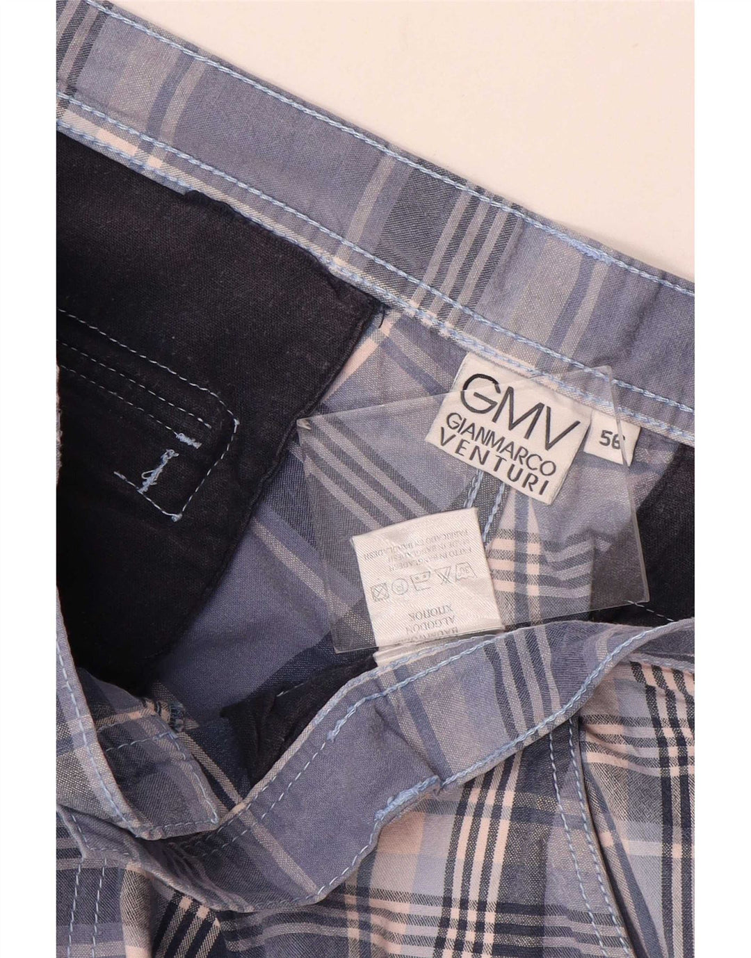 Gianmarco Venturi Mens Chino Shorts W36 Large Blue Check Cotton
