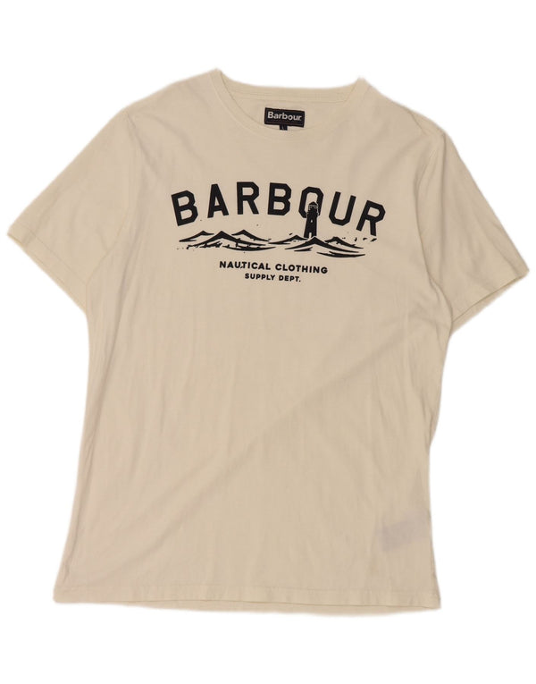 Μπλουζάκι Barbour Mens Tailored Fit Graphic T-Shirt Top μεγάλο λευκό βαμβακερό