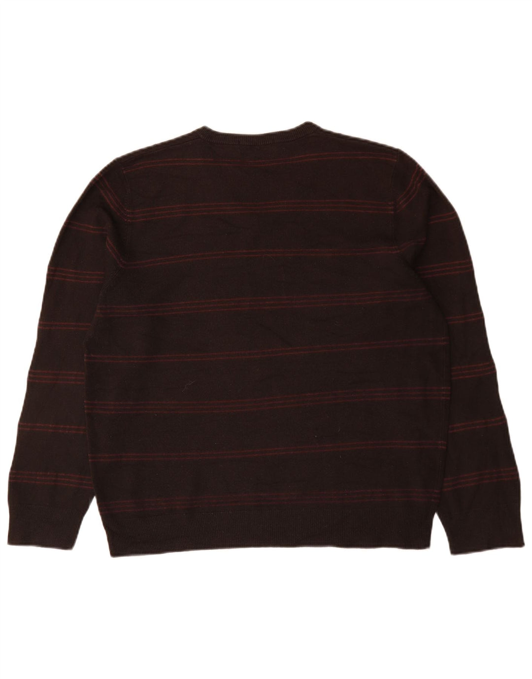 Marks & Spencer Mens Blue Harbour V-Neck Jumper Sweater Large Brown Striped