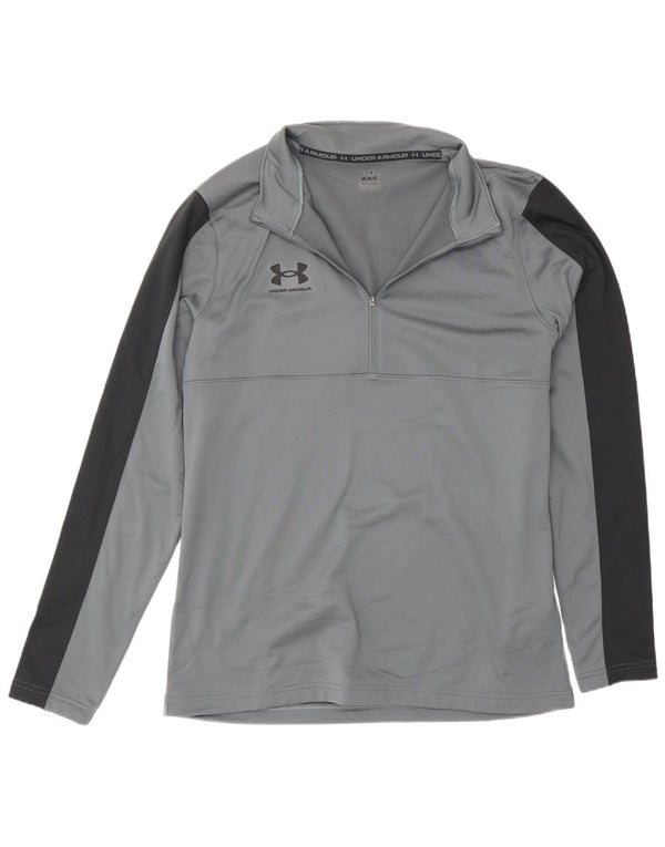 Under Armour Mens Zip Neck Pullover Tracksuit Top Large Grey Colourblock