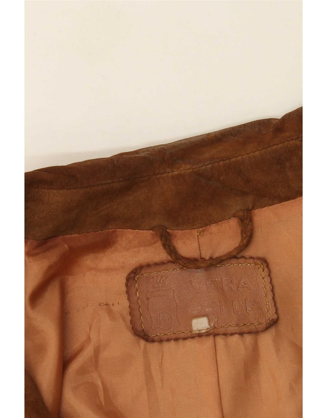Giacca blazer vintage da donna in pelle scamosciata a 2 bottoni UK 12 in pelle beige media