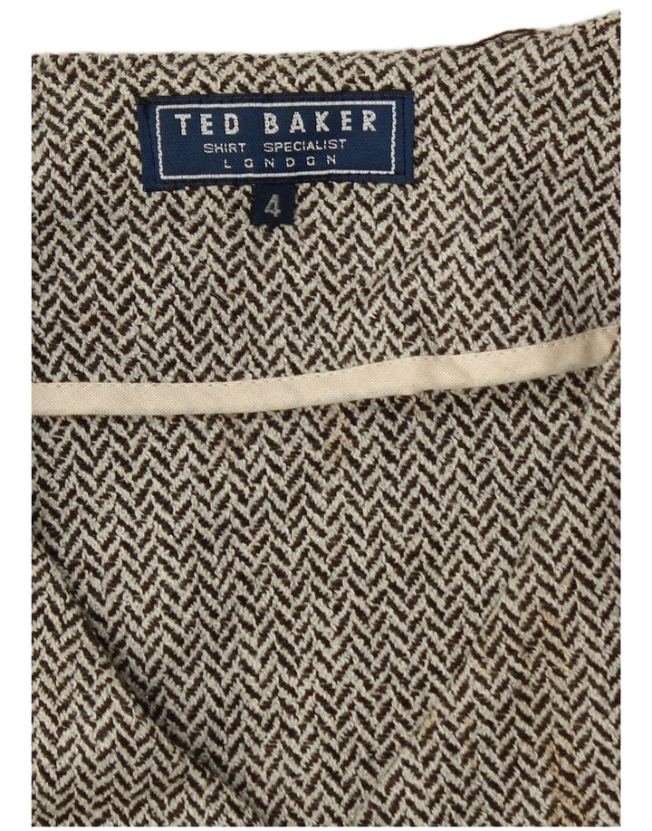 Ted Baker Mens Regular Regular Fit Waistcoat Size 4 Large Grey Herringbone