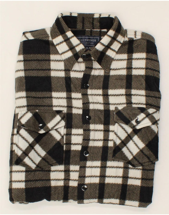 VINTAGE Mens Fleece Shirt XL Black Check Cotton Vintage Vintage and Second-Hand Vintage from Messina Hembry 