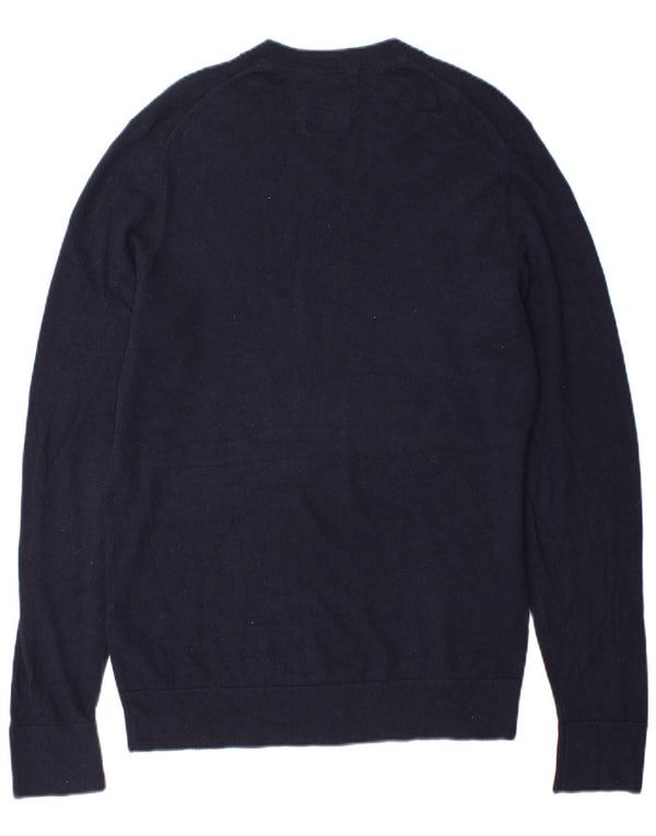 Abercrombie & Fitch Mens V-Neck Jumper Sweater Medium Navy Blue Wool