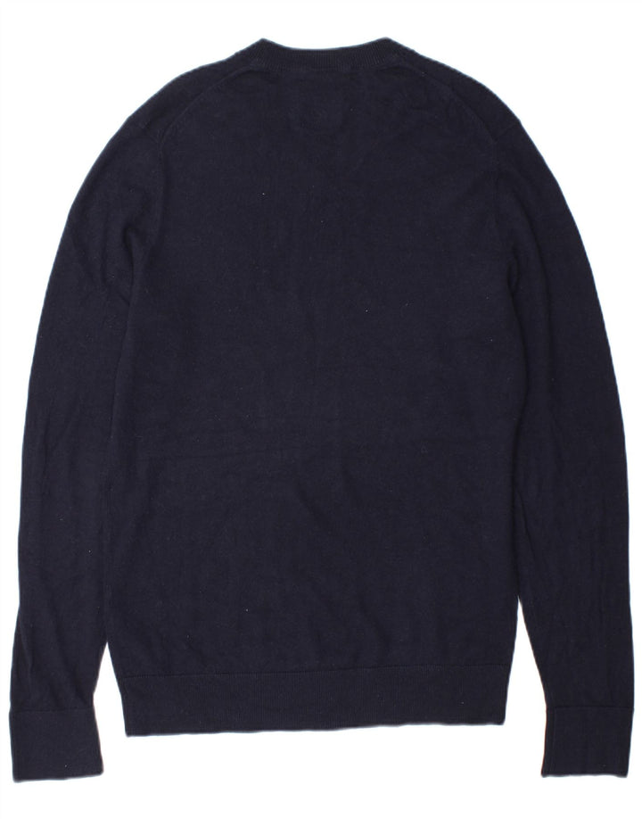 Abercrombie & Fitch Mens V-Neck Jumper Sweater Medium Navy Blue Wool