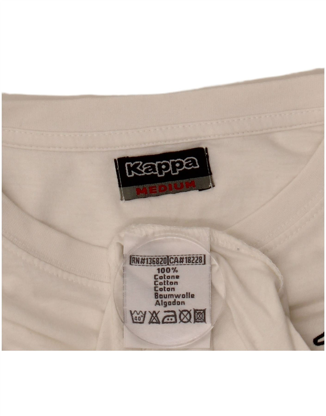 Мужская футболка Kappa Top из белого хлопка среднего размера