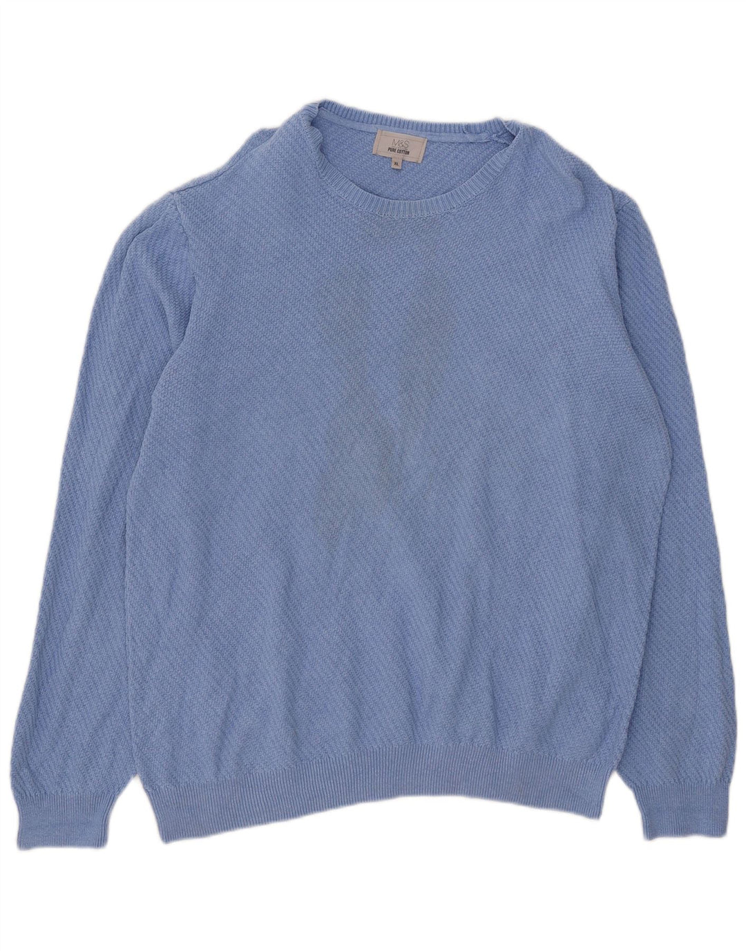 Marks & Spencer Mens Boat Neck Jumper Sweater XL Blue Cotton