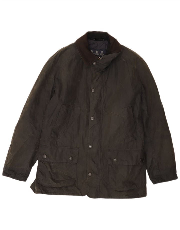 Barbour Mens Waxed Cotton Jacket UK 38 Medium Grey Cotton Classic