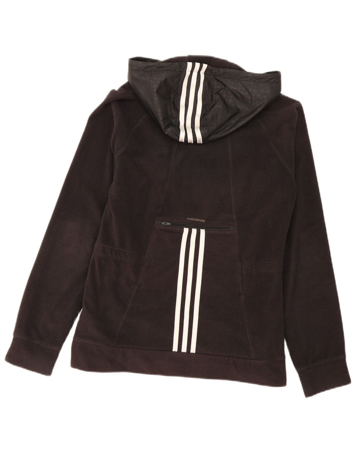 Giacca in pile con cappuccio da donna Adidas UK 14 poliestere nero medio