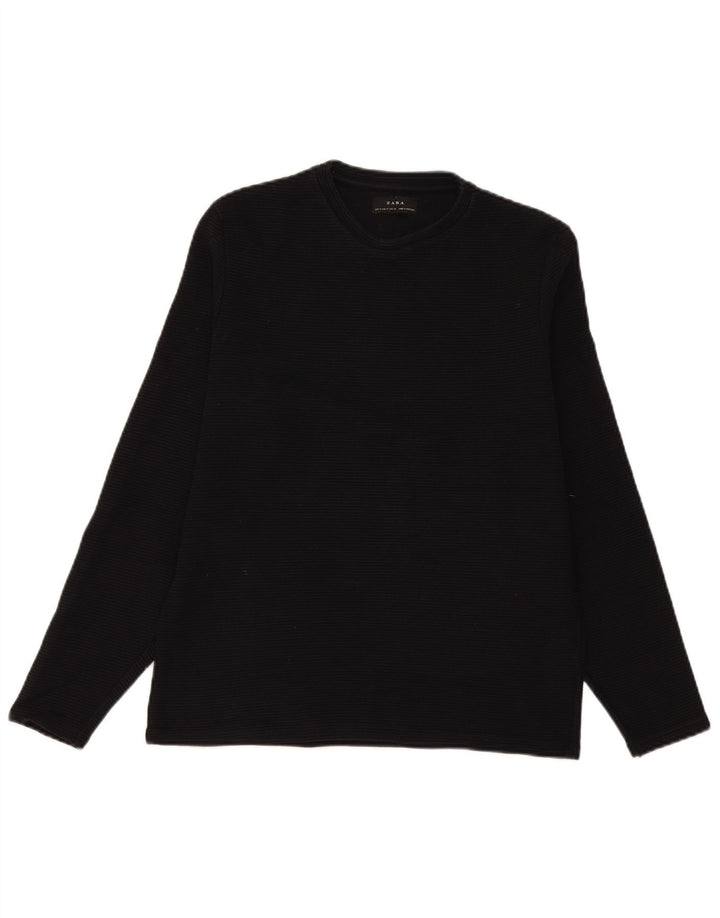 Zara Top masculino manga longa listrado preto médio