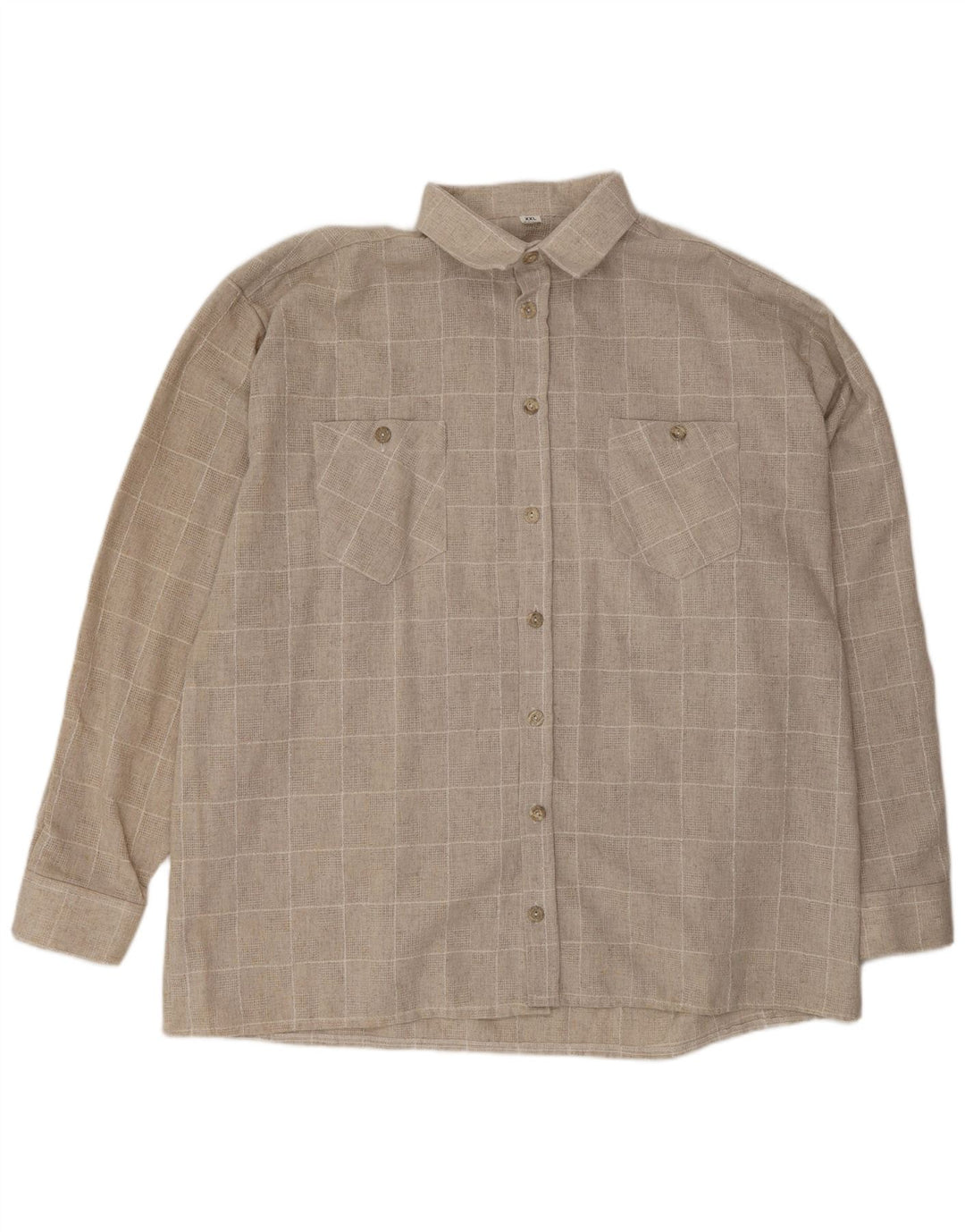 VINTAGE Mens Shirt 2XL Beige Check