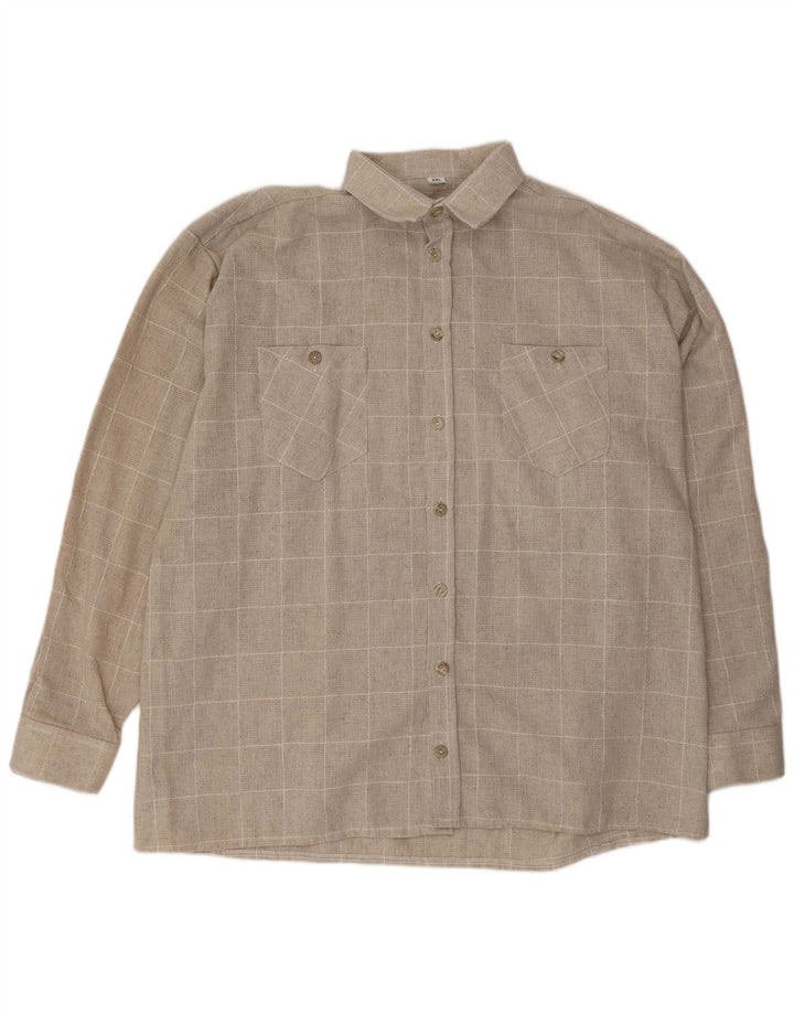VINTAGE Mens Shirt 2XL Beige Check