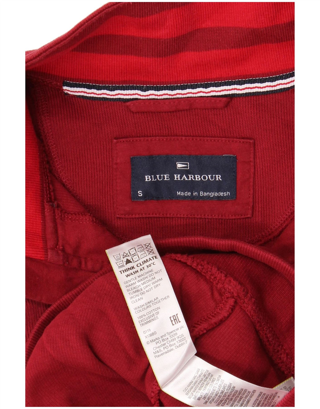 BLUE HARBOR Herren-Sweatshirt mit Reißverschluss am Hals, kleine rote Baumwolle