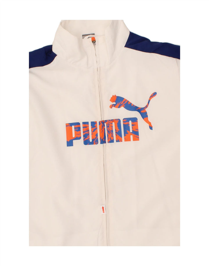 PUMA Boys Graphic Tracksuit Top Jacket 15-16 Years White Colourblock Vintage Puma and Second-Hand Puma from Messina Hembry 