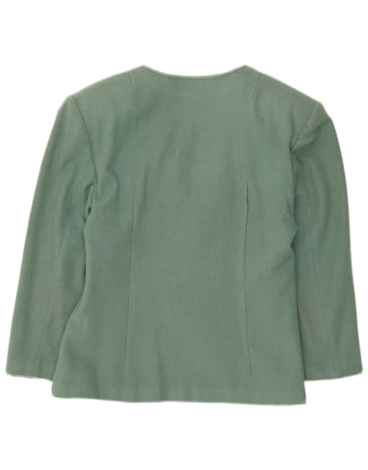 Giacca blazer doppiopetto vintage da donna con maniche a 3/4 UK 8 piccola verde