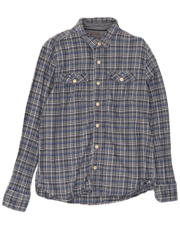 Fat Face Mens Checked Classic Fit Flannel Shirt Medium Blue Check Cotton
