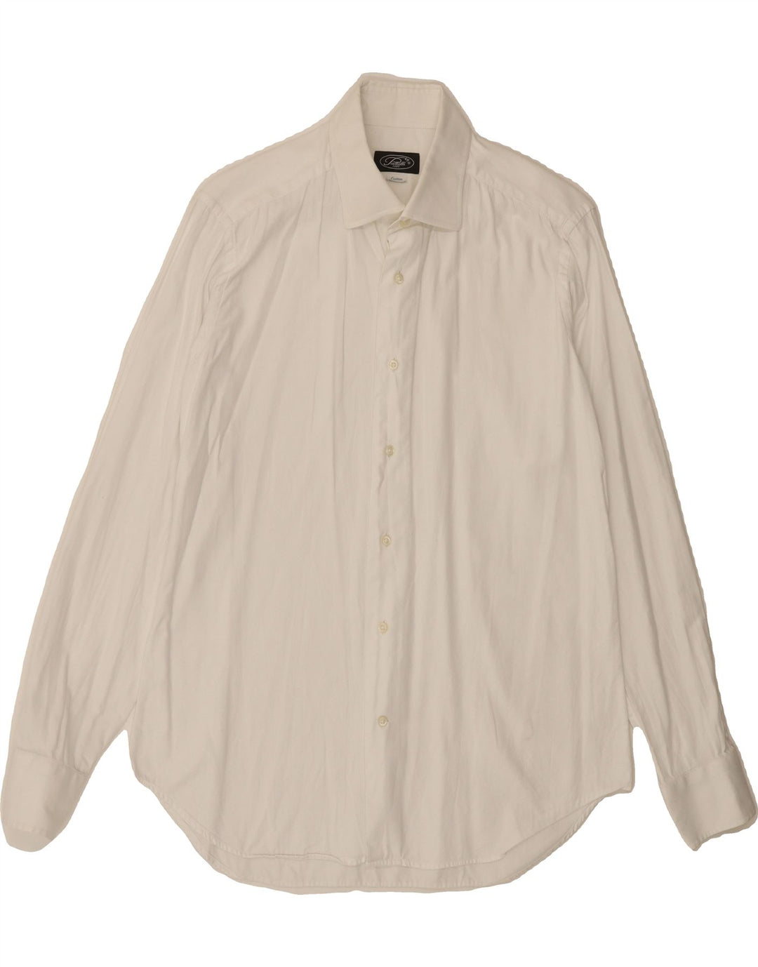 PIATTELLI Mens Shirt Size 40 15 1/2 Medium White Cotton Vintage Piattelli and Second-Hand Piattelli from Messina Hembry 