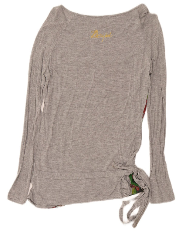 Desigual Womens Graphic Top manica lunga UK 12 Medium Grey Geometric