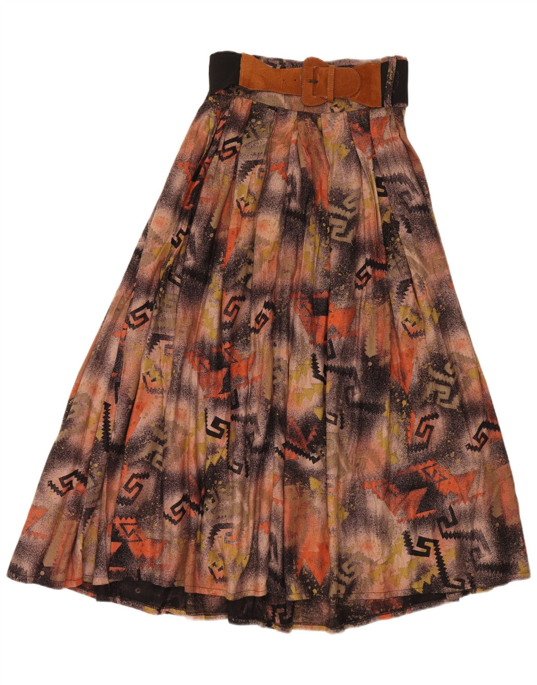 Gonna svasata maxi a vita alta da donna vintage W28 patchwork marrone medio