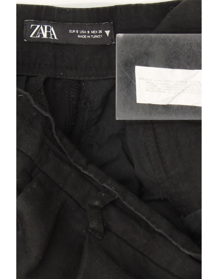 Marks & Spencer Womens Pegged Chino Trousers Small W26 L34 Black Lyocell
