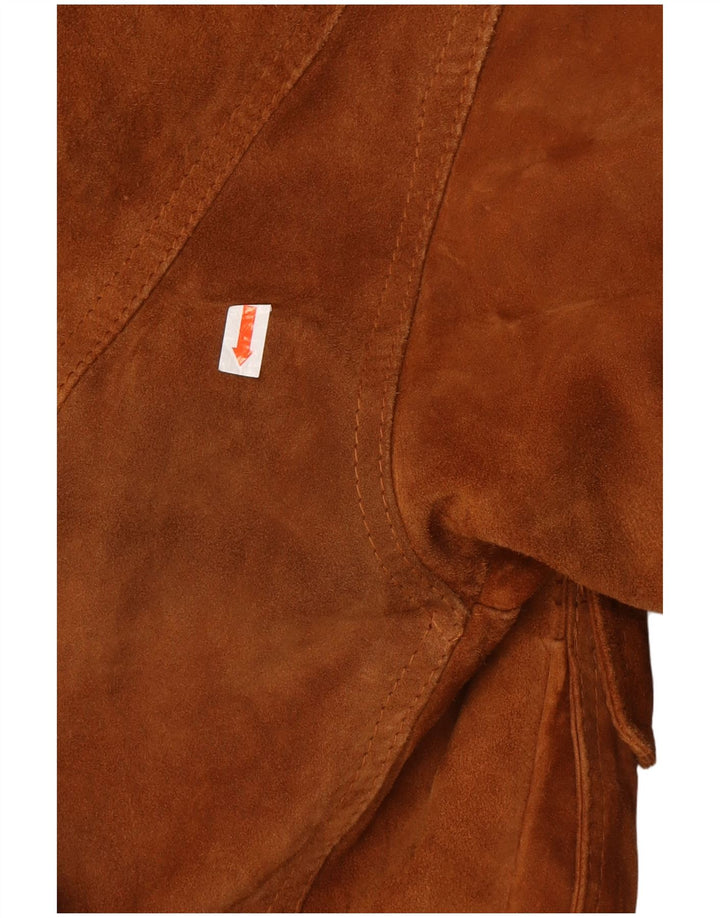 ANTICA PELLERIA Mens Suede Bomber Jacket IT 52 XL Brown Leather