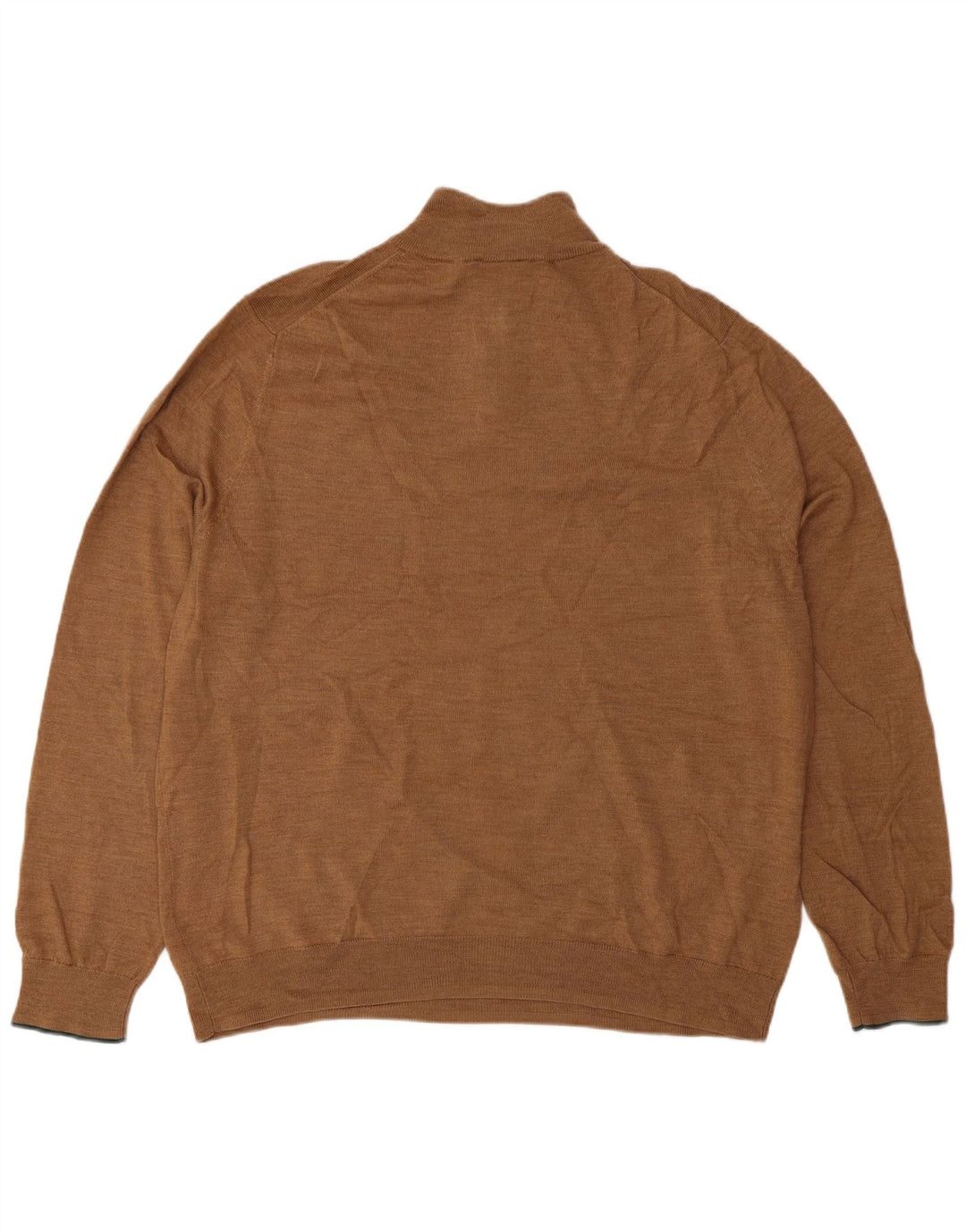 White Stuff Mens Zip Neck Jumper Sweater 2XL Brown Wool