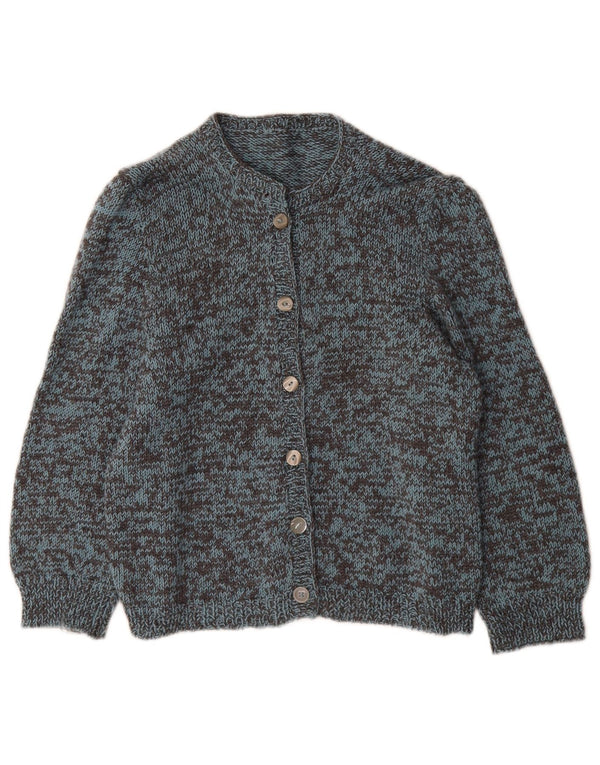 Vintage dame cardigan sweater med 3/4 ærmer UK 12 Medium Blue Flecked