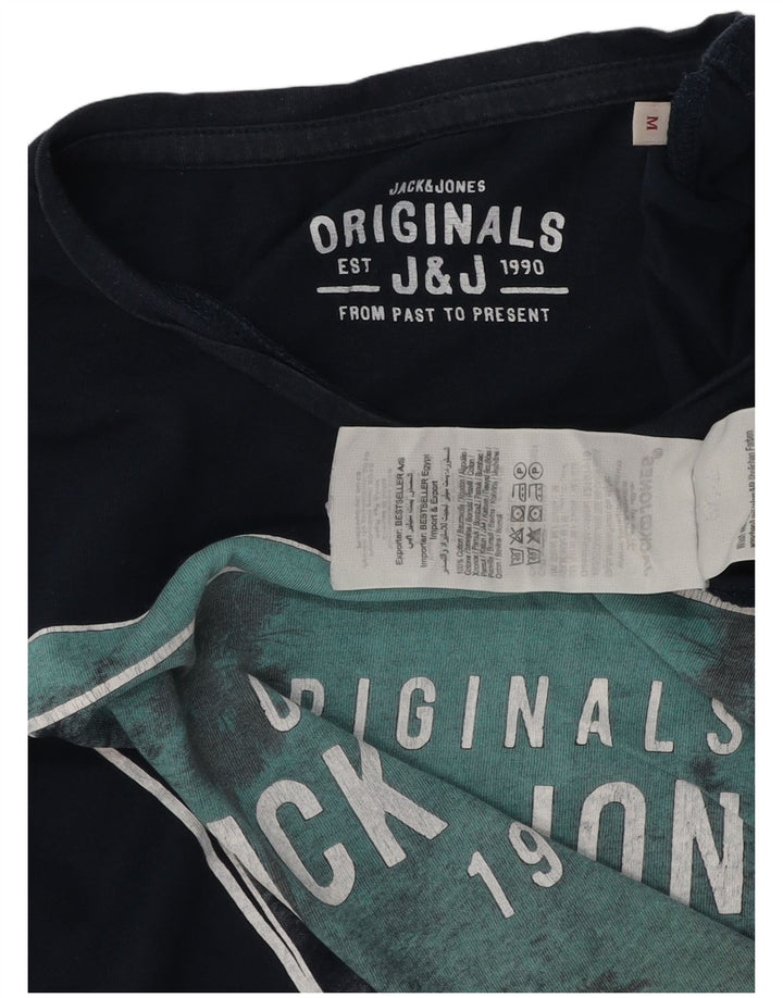 Jack & Jones Mens Graphic T-Shirt Top Medium Navy Blue Cotton