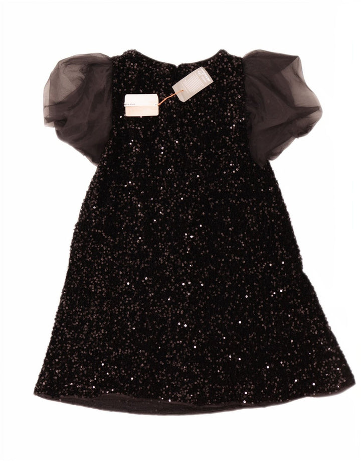 Monsoon Girls Sequin A-Line Dress 12-13 Years Black Polyester