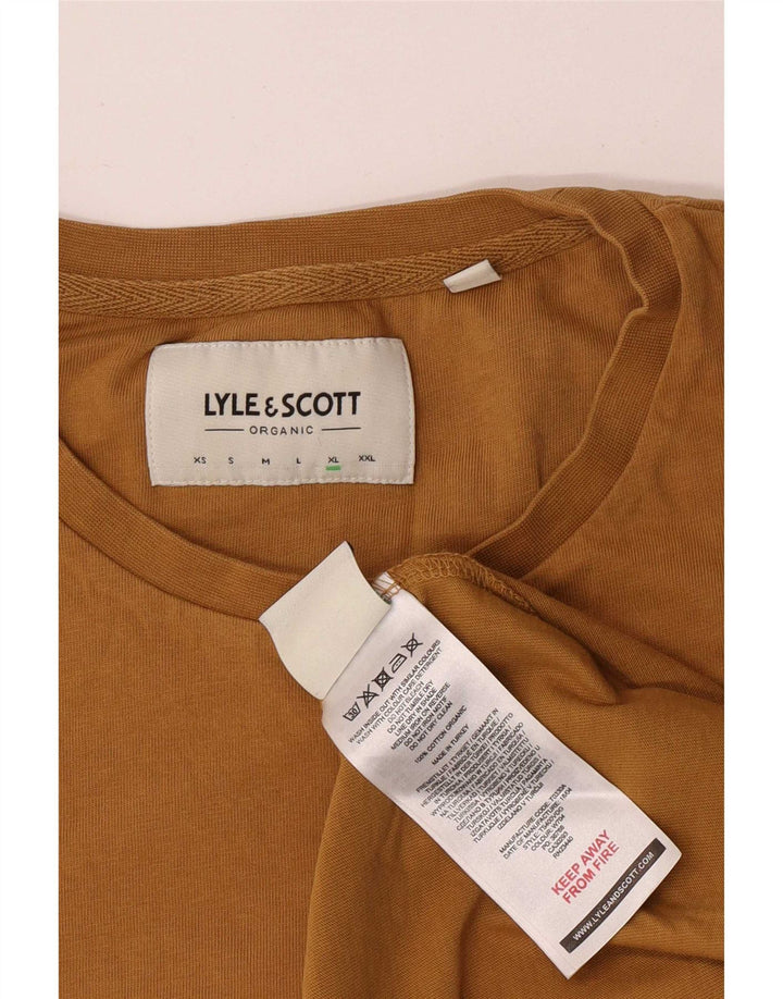 Lyle & Scott Mens T-Shirt Top XL Brown Cotton