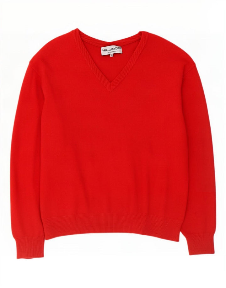 Vintage Womens V-Neck Jumper Sweater IT 50 XL Red