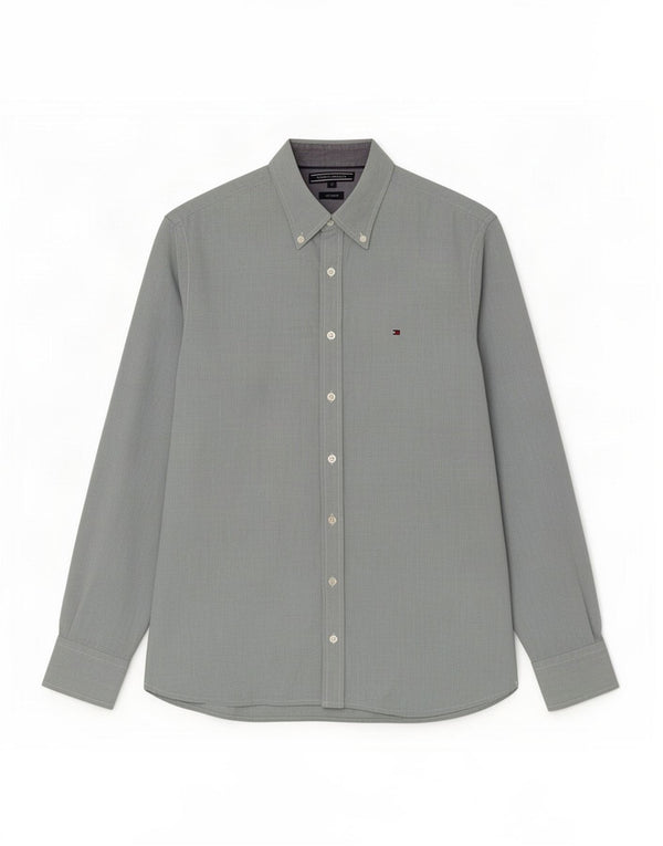Tommy Hilfiger Mens Custom Fit Shirt Medium Green Cotton
