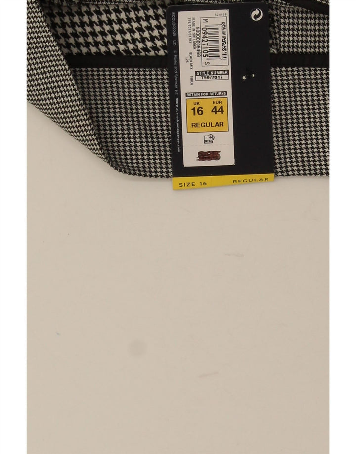 Marks & Spencer Womens Pleated Skirt UK 16 Large W34 Black Houndstooth