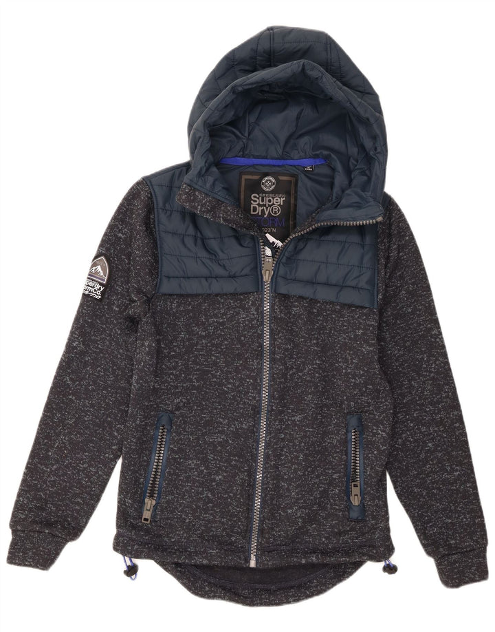 Superdry Pull à capuche zippé pour homme en polyester moucheté petit gris